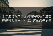 十二生肖相关页面突然换域名？这往往是频繁换马甲引流：这三点先记住