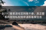 别只盯着爱游戏官网像不像，真正要看的是隐私权限申请和备案信息