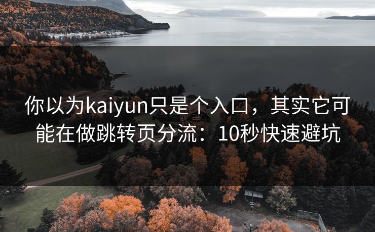 你以为kaiyun只是个入口，其实它可能在做跳转页分流：10秒快速避坑