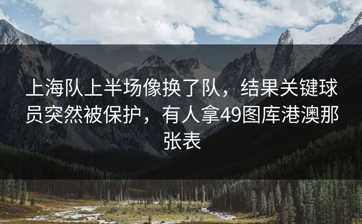 上海队上半场像换了队，结果关键球员突然被保护，有人拿49图库港澳那张表