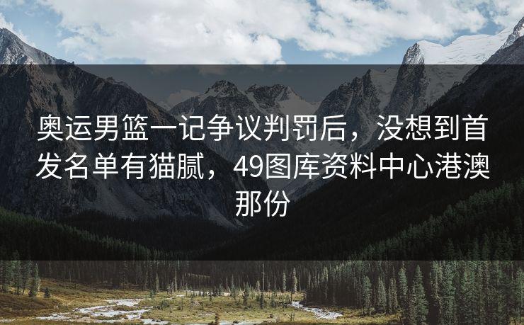 奥运男篮一记争议判罚后，没想到首发名单有猫腻，49图库资料中心港澳那份