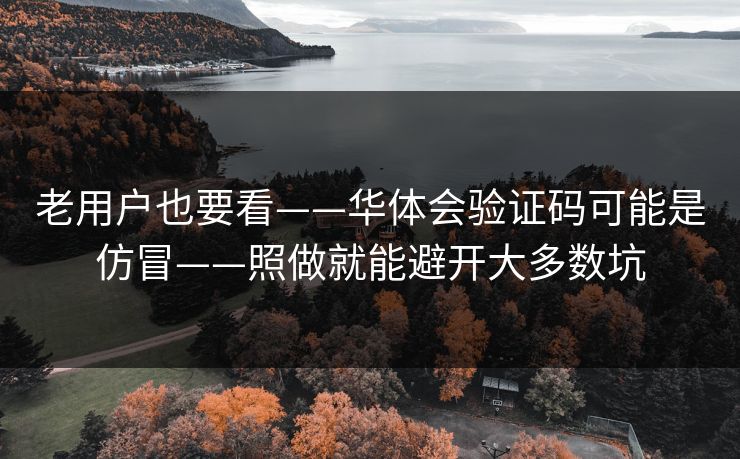 老用户也要看——华体会验证码可能是仿冒——照做就能避开大多数坑