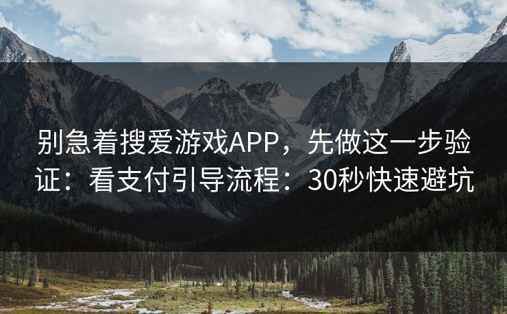 别急着搜爱游戏APP，先做这一步验证：看支付引导流程：30秒快速避坑