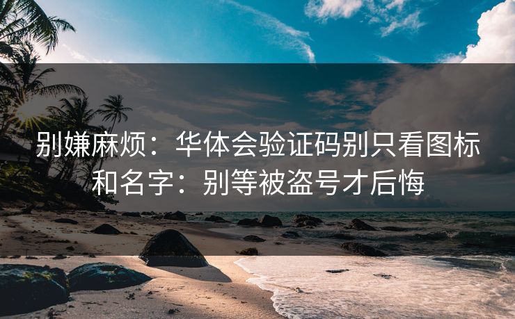 别嫌麻烦：华体会验证码别只看图标和名字：别等被盗号才后悔