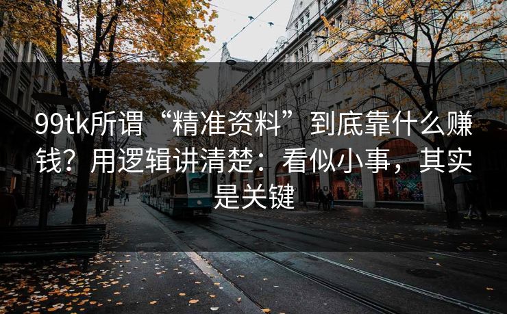 99tk所谓“精准资料”到底靠什么赚钱？用逻辑讲清楚：看似小事，其实是关键